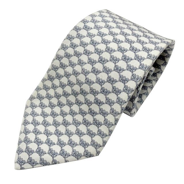 HERMES ネクタイ シルク ホワイト HERMES エルメス ネクタイ ホワイト系 シルク メンズ