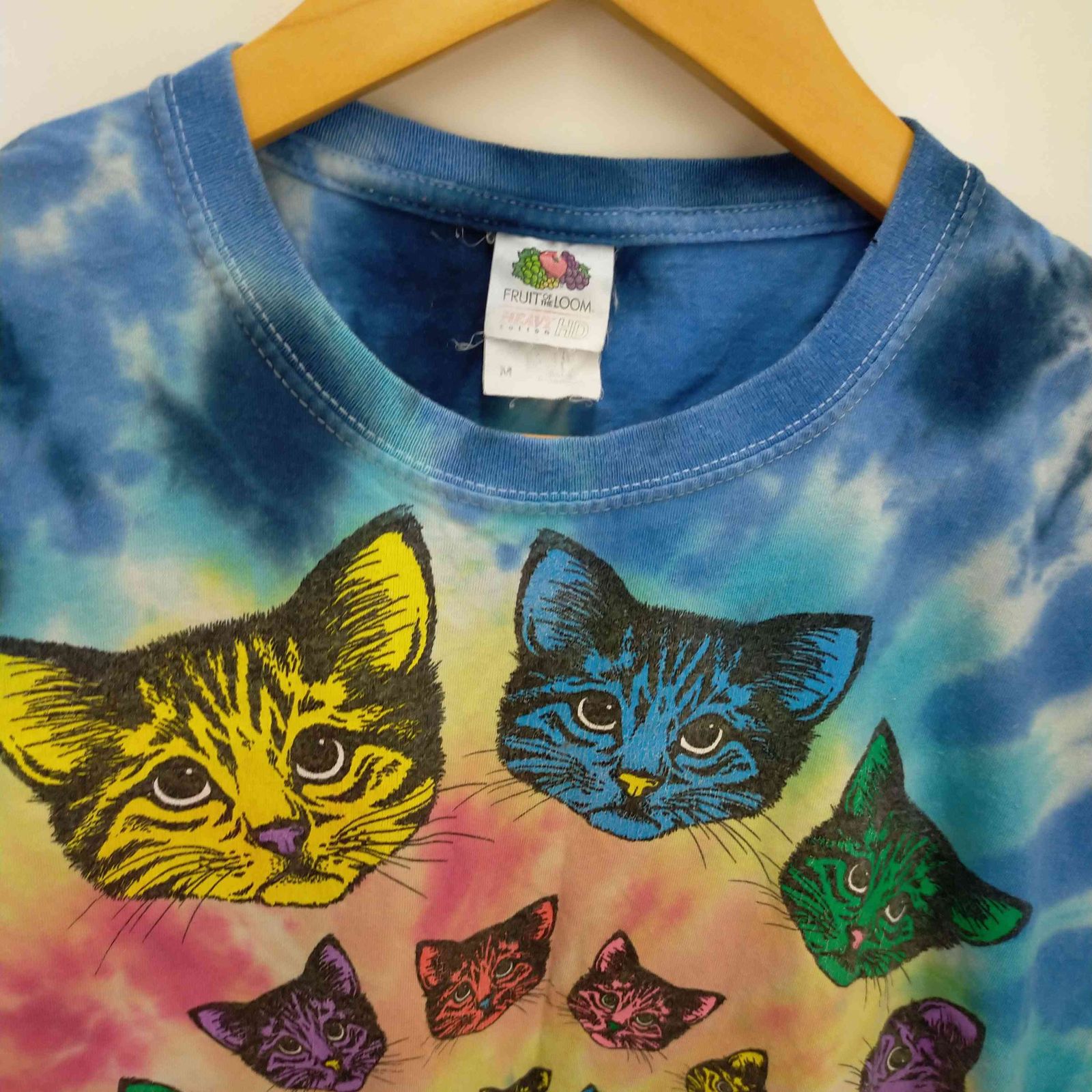 フルーツオブザルーム FRUIT OF THE LOOM 90s タイダイ猫柄Tシャツ 