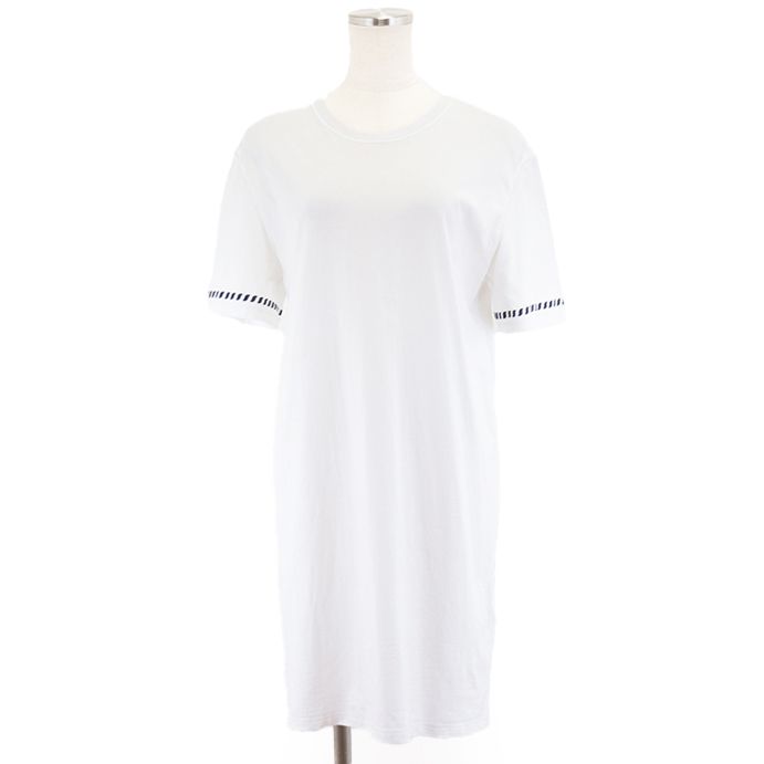 エルメス 2025 SS Canoe カノエ シェーヌダンクル プリント Tシャツ ワンピース バックプリント カットソー ミニワンピース チュニック 半袖 ロープ レディース サイズ 38 ホワイト 白 フランス製 HERMES