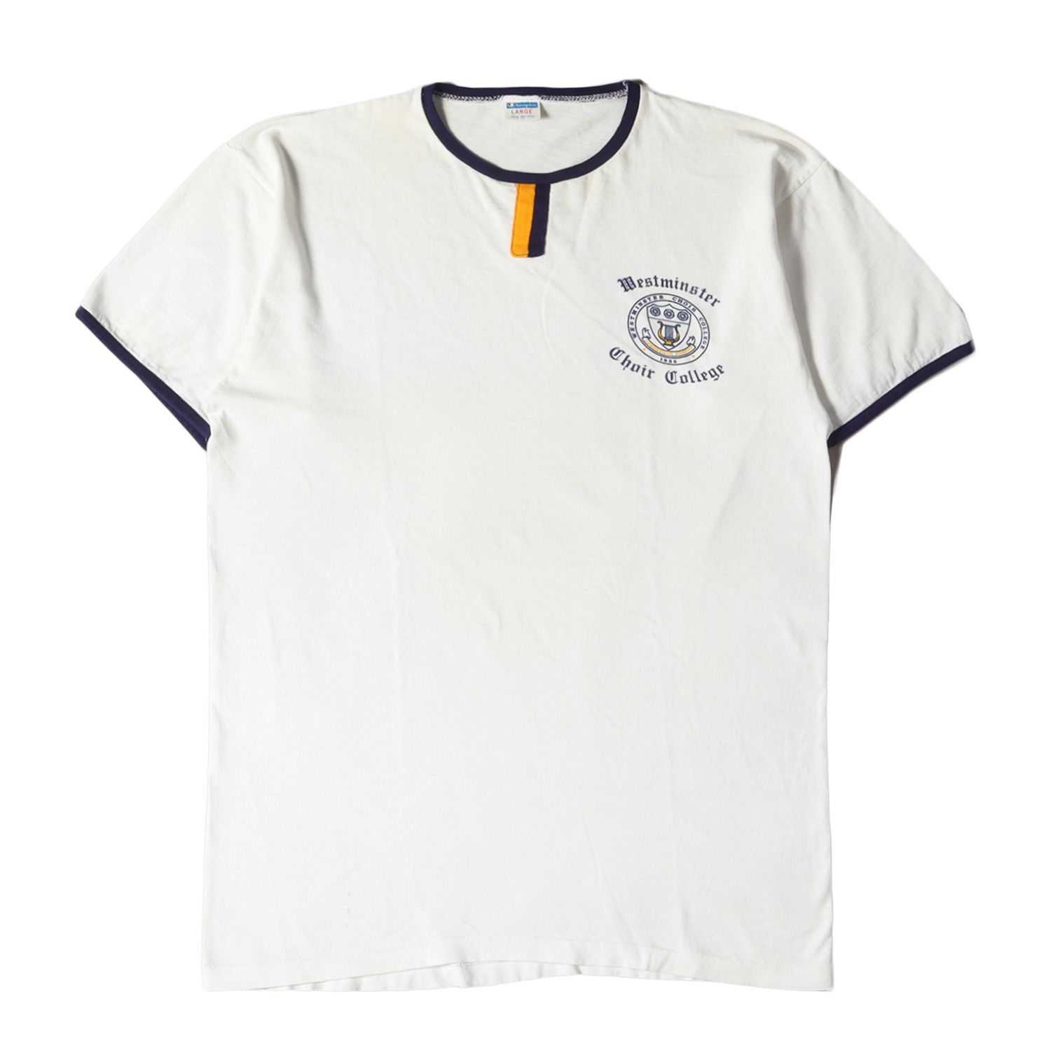 Champion チャンピオン Tシャツ サイズ:L 70s バータグ 3段 染み込み 