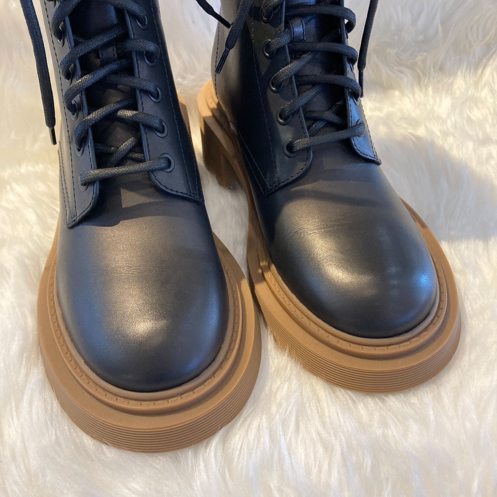 ◇美品◇ LOEWE (ロエベ) ミドルブーツ 編み上げ レザー ブーツ 37