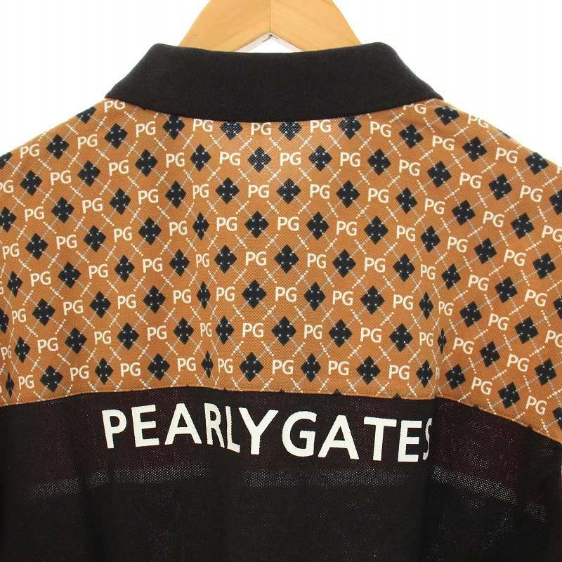 美品 PEARLY GATES パーリーゲイツ ゴルフウェア ポロシャツ 5総柄 ✨美品✨パーリーゲイツ ポロシャツ ゴルフウェア 雷 刺繍 ロゴ