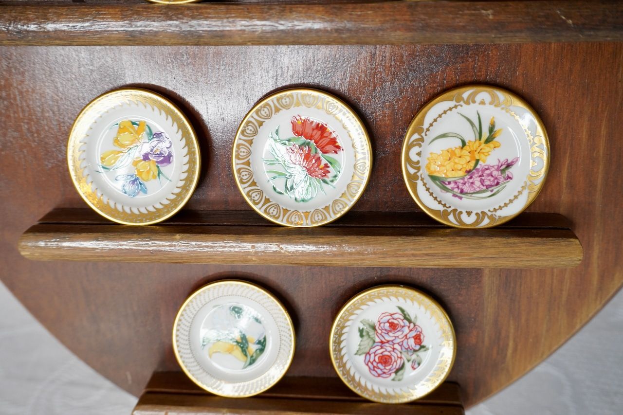 オランダの花ミニチュアプレート 木製スタンドセット