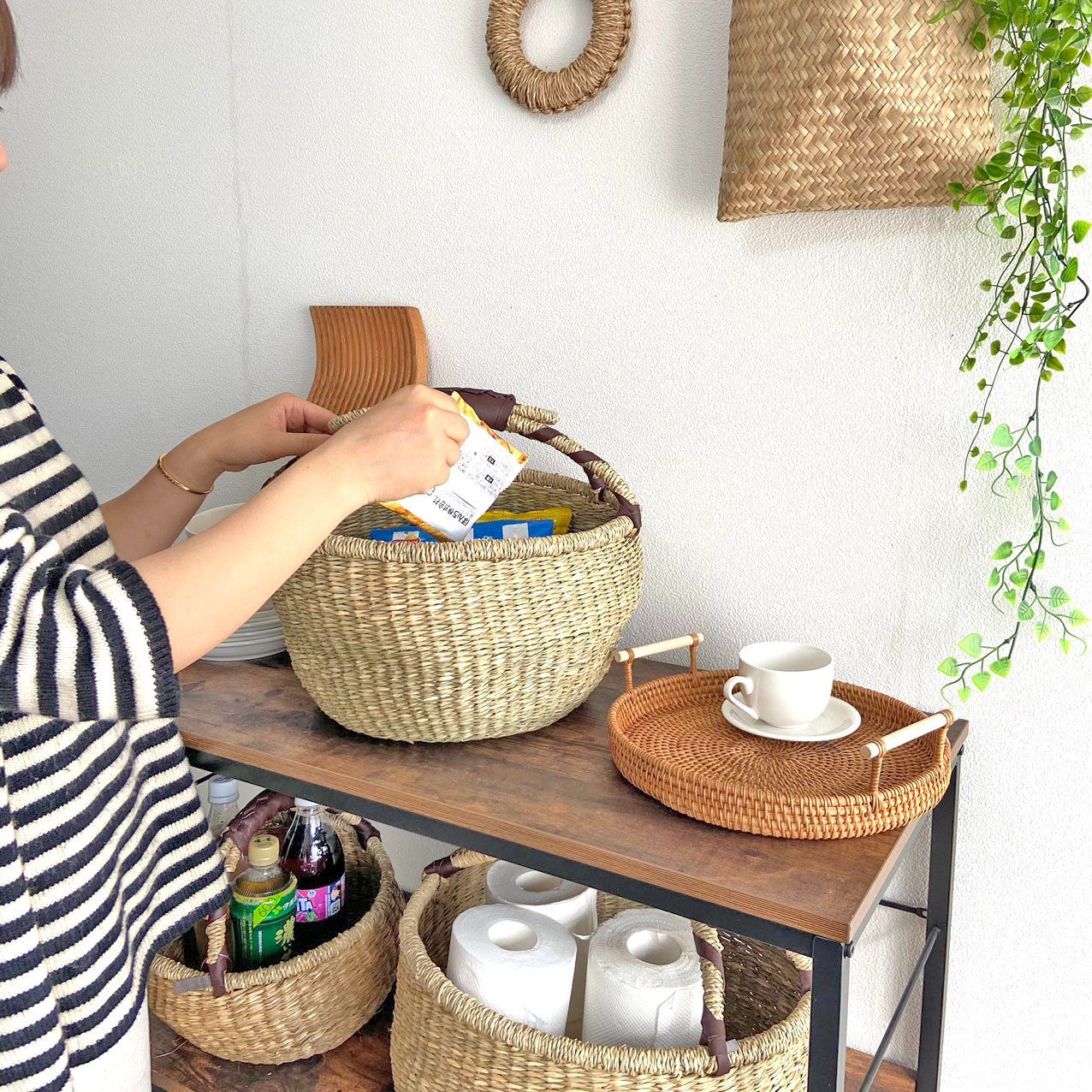 ナンタケットバスケット 蓋つき バンブー かごバッグ - メルカリ