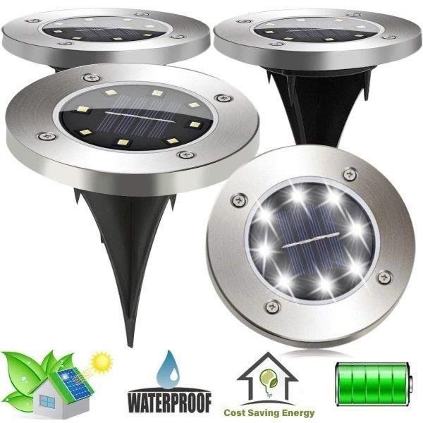 4個セット 埋め込み式 ソーラー LED スポットライト 防水対応 ガーデンライト 玄関先 屋外照明 太陽光充電 埋没タイプ - 3