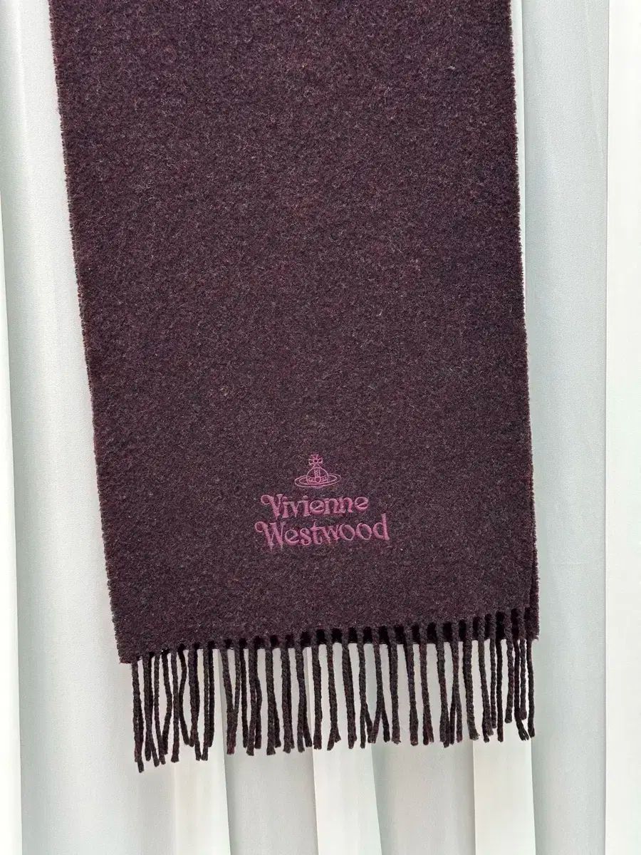 ヴィヴィアン ウエストウッド ウール フリンジ バーガンディ マフラー
