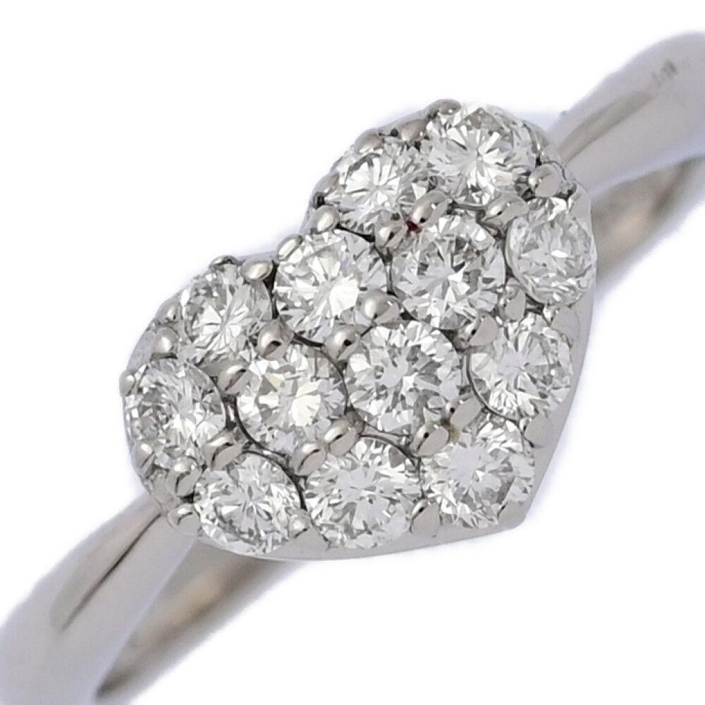 0.39ct|Vendome Aoyama ヴァンドーム青山 ハートパヴェ･ダイヤモンドリング･指輪|K18WG|750-2.4g|8号| 48|ホワイトゴールド ♀ N レディース 590759