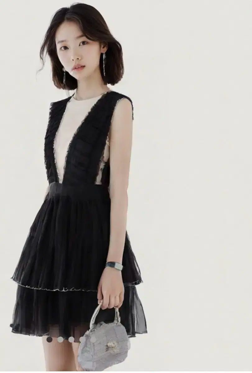 Softseoul SOFT SEOUL ソフトソウル 黒 プリーツ レース ワンピース