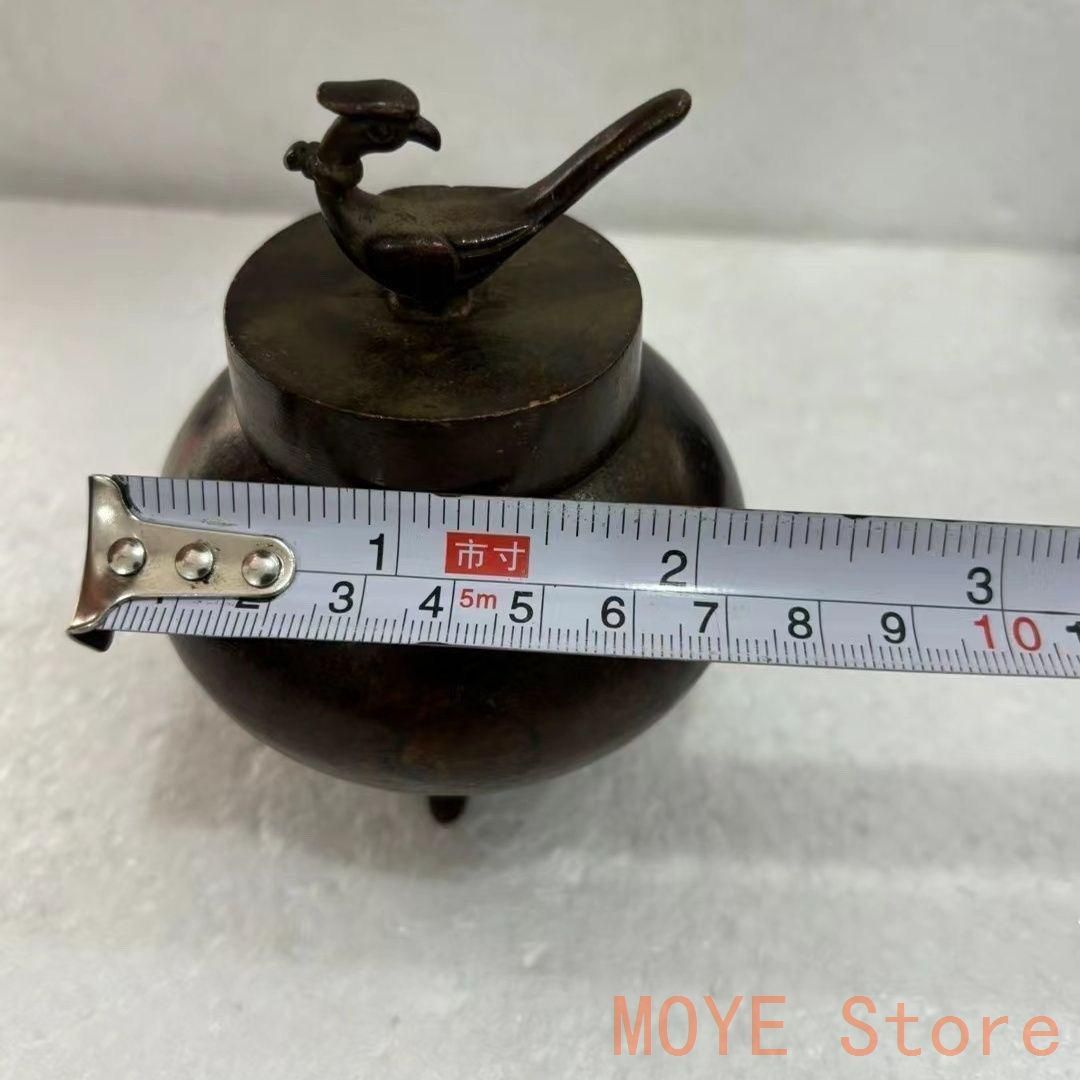 銅製 三足鳳蓋缶 茶道具 香道具 装飾品 工芸品 置物 - メルカリ