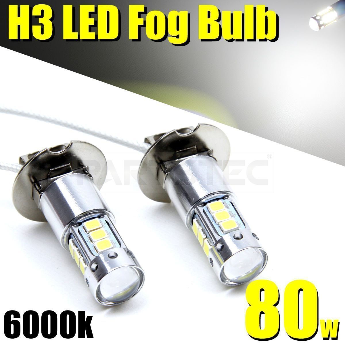12V 24V H3 LED フォグランプ ホワイト 2個 H3a /20-48 ネコポス