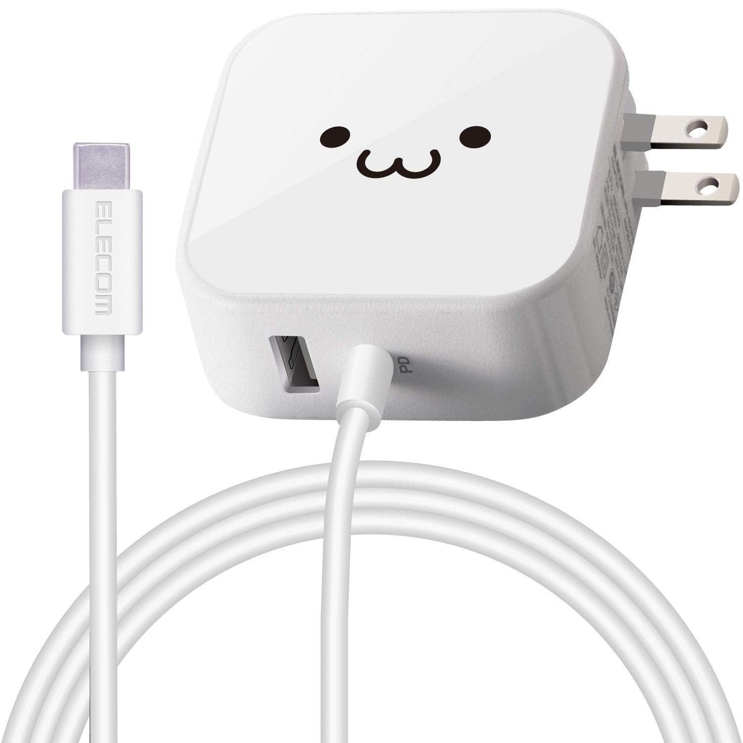 エレコム USB コンセント 充電器 合計42W USB PD対応 USB-A×1 | Type-Cケーブル 1.5ｍ iPhone|Android|タブレット 対応 ホワイトフェイス MPA-ACCP12WF