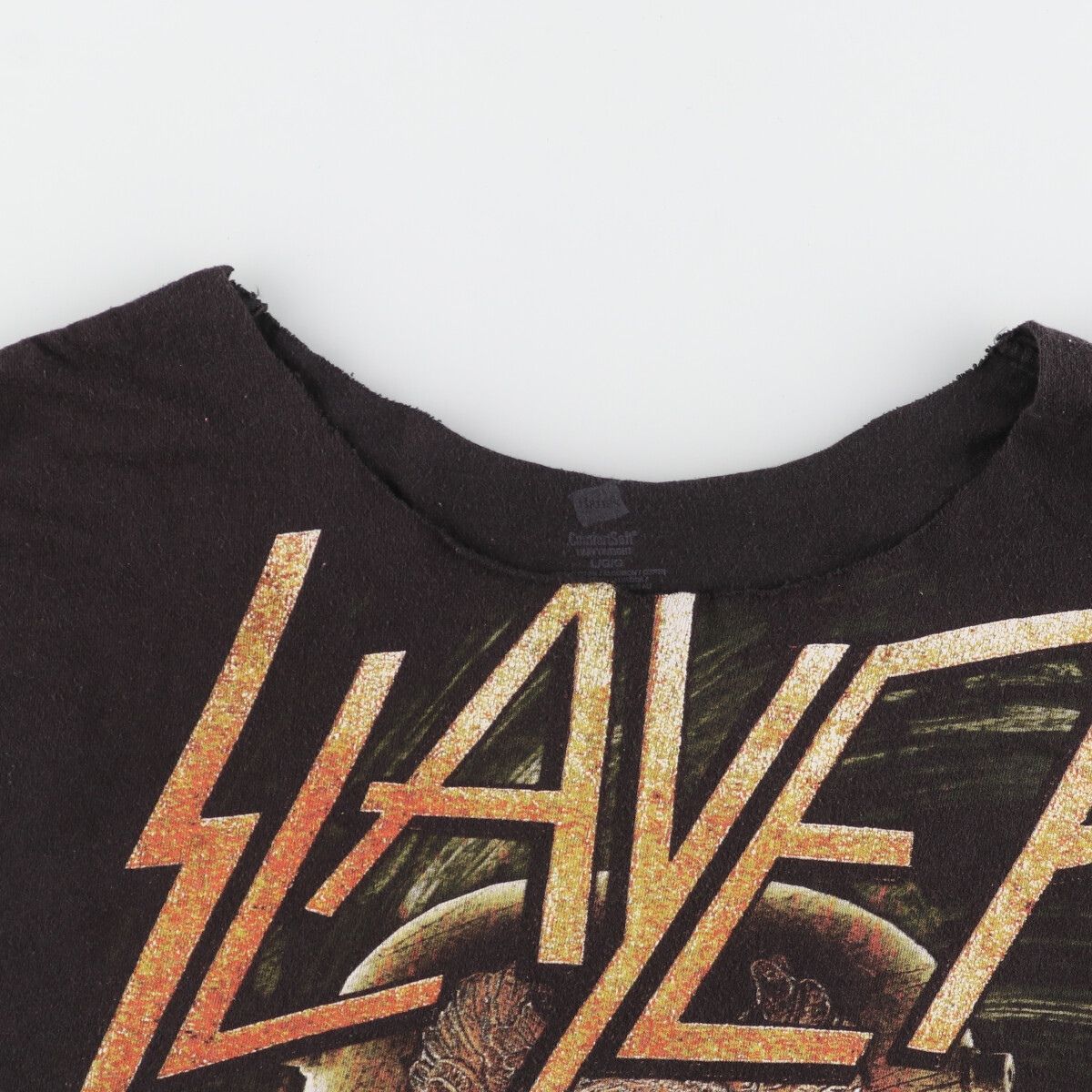 古着 ヘインズ Hanes SLAYER スレイヤー カットオフ バンドTシャツ