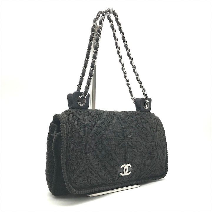 美品 CHANEL シャネル ココマーク ウール ニット シングル フラップ W