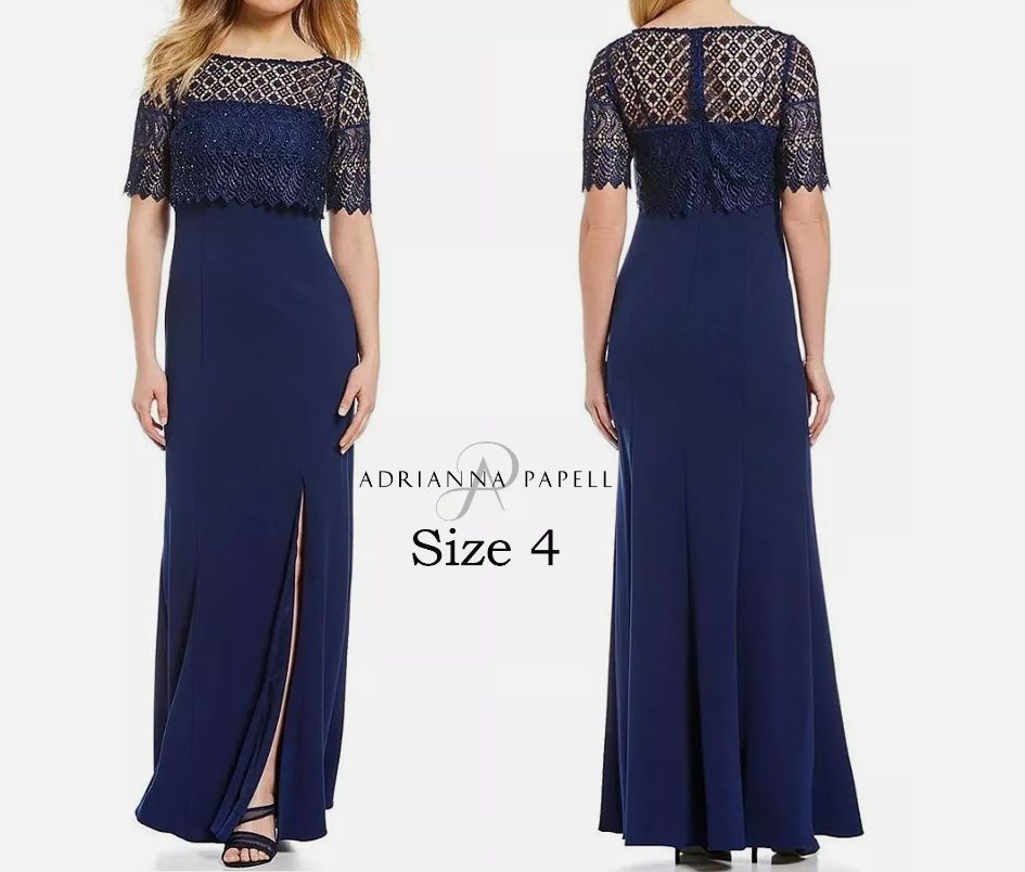 新品】アドリアナパペル US4 美しいネイビーのロングレース  