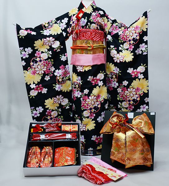 七五三 七歳 女児 着物フルセット 合繊 豪華絢爛 結び帯 祝着 NO40555