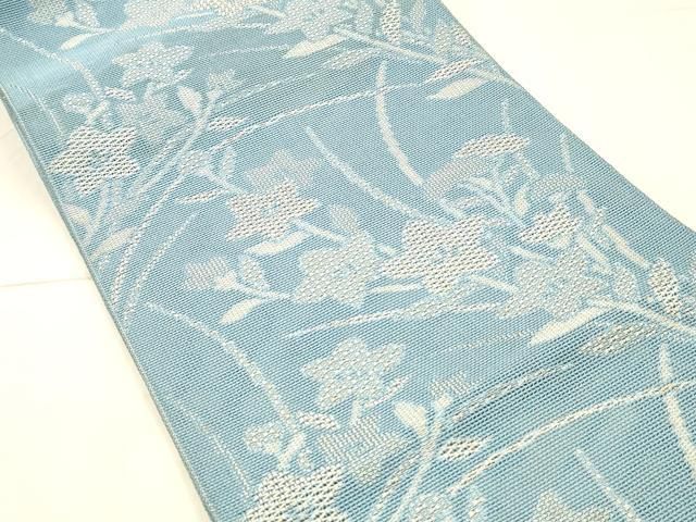 平和屋着物○八寸名古屋帯 唐織 花唐草文 銀糸 正絹 逸品 DAAQ2478fe