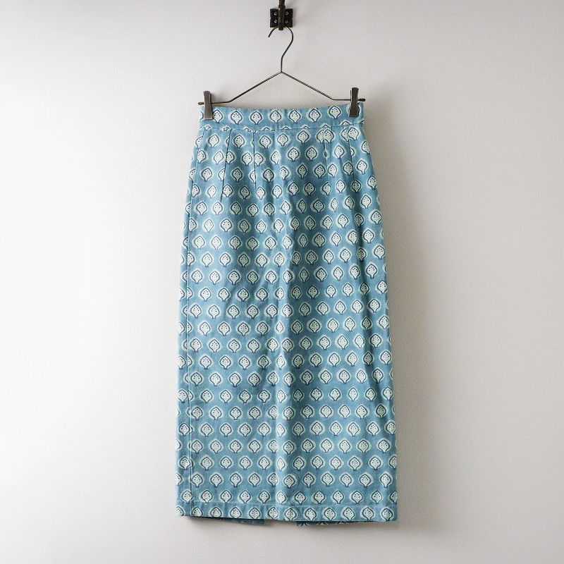 ロンハーマン Ron Herman 別注 エスゼットブロックプリント SZ Blockprints コットンキャンバスロングスカート XS 青┃ 2400014627718