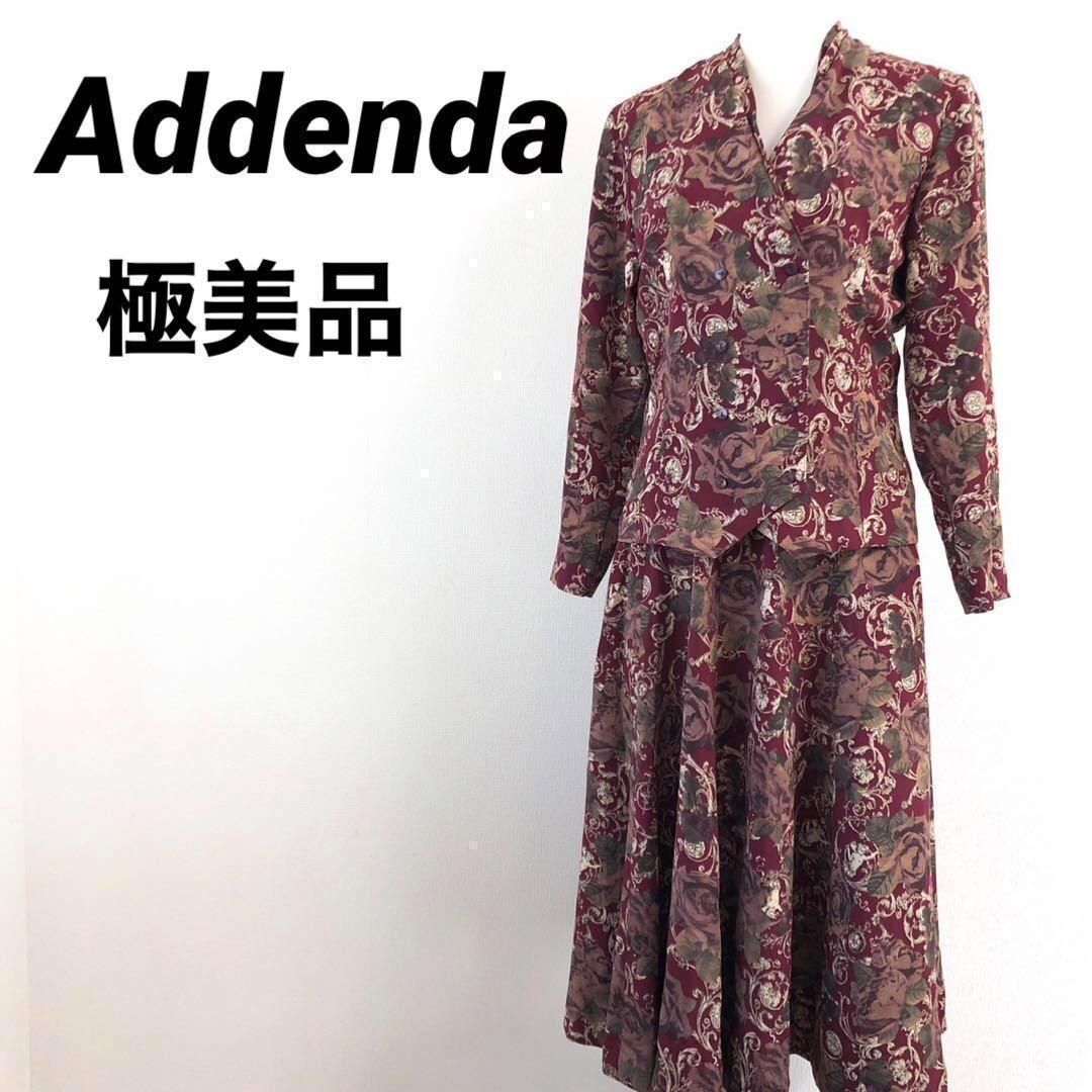 極美品　Addenda　アデンダ　セットアップ　スーツ　花柄　薔薇　レッド 極美品 Addenda アデンダ セットアップ スーツ 花柄 薔薇 レッド
