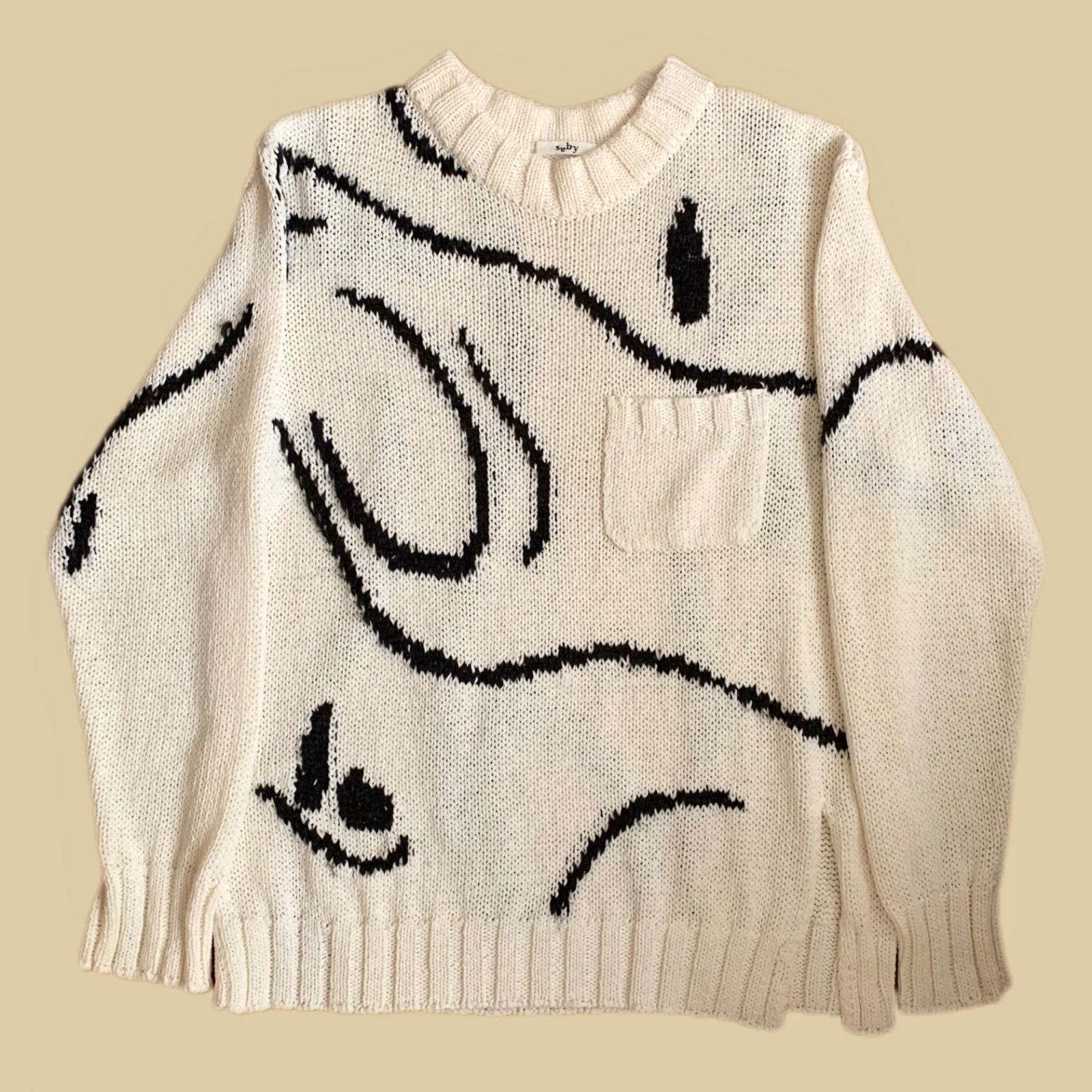 Saby サバイ INTARSIA C/N KNIT Hand Drowing By Tsuchida Ayumi 