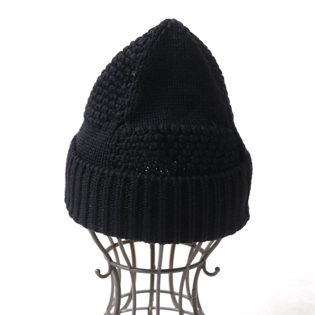 ルイヴィトンニットキャップダミエレザーパッチノワールウール黒