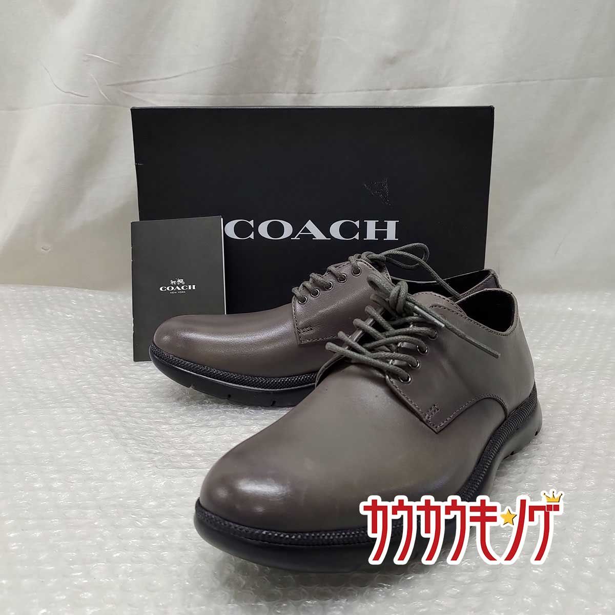 コーチ ドレスシューズ コンフォート レースアップ レザー 24.5cm グレー系 FG4382 メンズ COACH