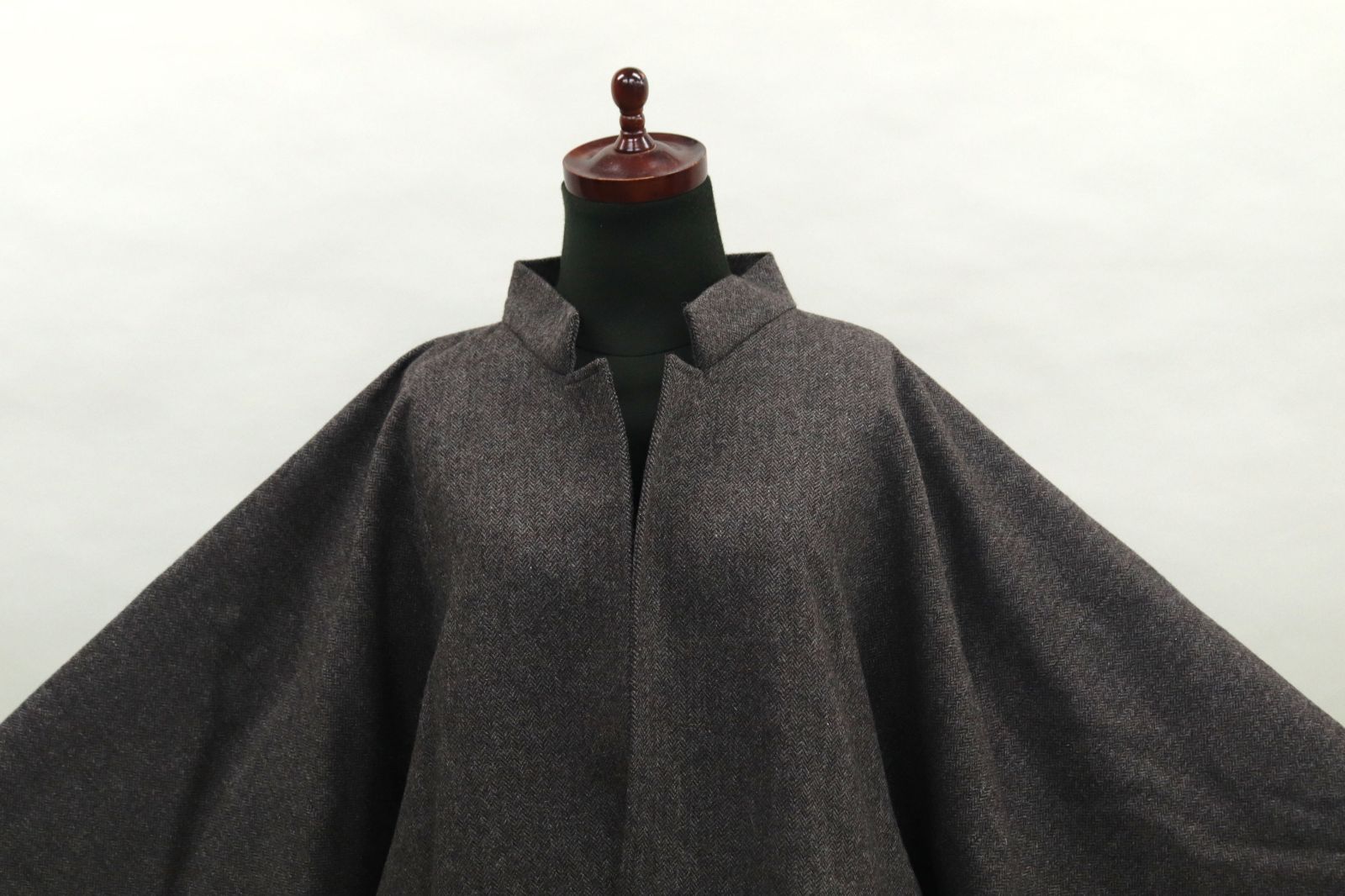 eha3307 メンズ 日本製 ウール スタンドカラー 角袖 和装用 ロングコート