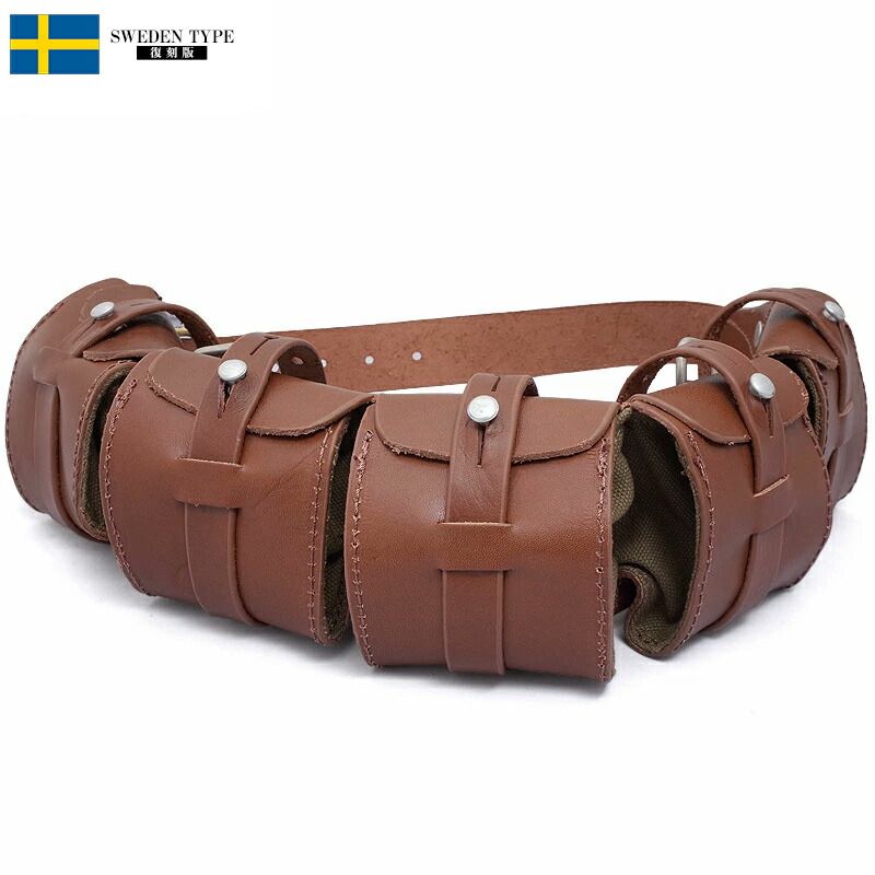 スウェーデン軍タイプ レザーバンダリア ウエストポーチ BP120YN 瑞軍