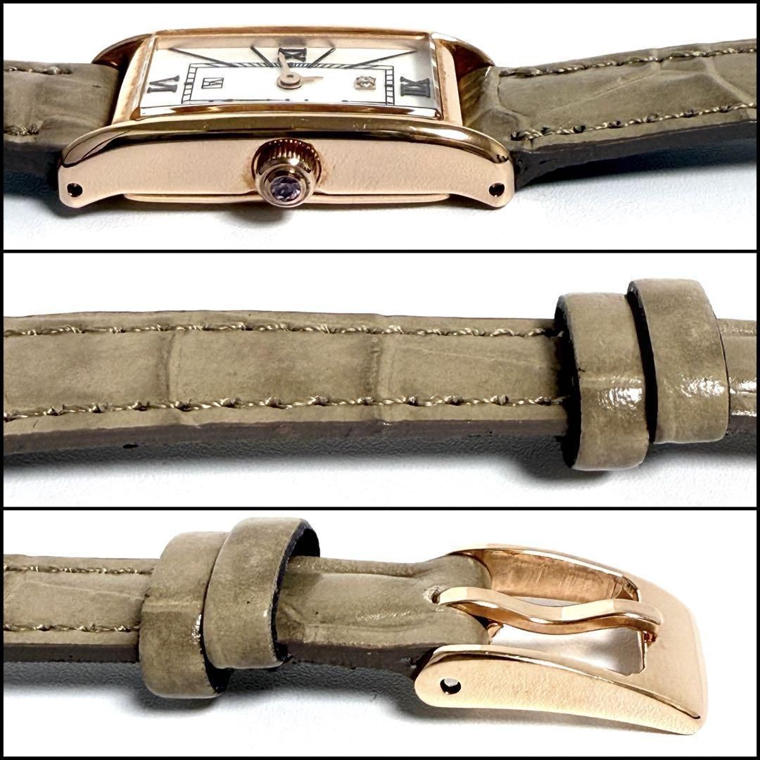 定価9.3万】ヴァンドーム青山 腕時計 レクタングル ダイヤ ピンク