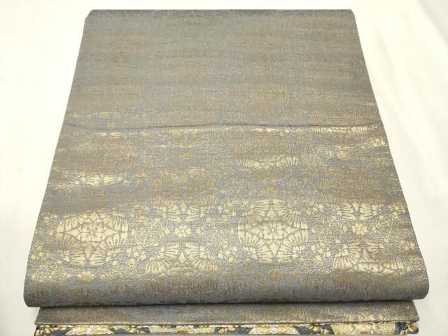 平和屋着物○両面 六通柄袋帯 唐織 作家物 草花丸文 金銀糸 正絹 逸品