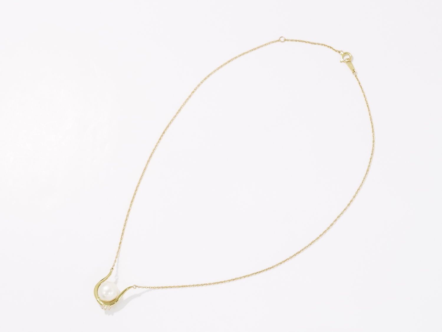 本物 パール 10.4mm ダイヤモンド 0.03ct 750 K18 YG ネックレス  