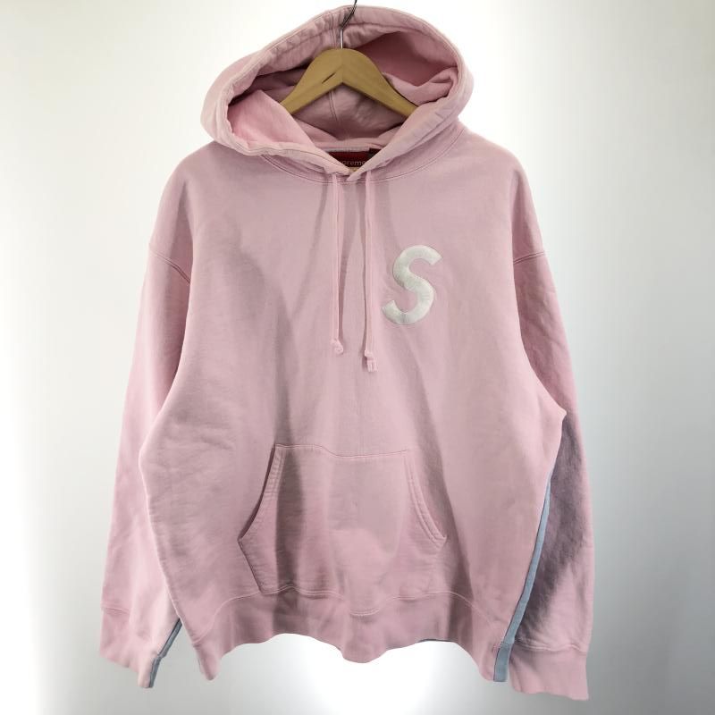 Supreme Sロゴ パーカー サイズXL ピンクx水色 シュプリーム 91