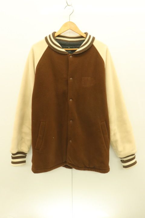  MACKDADDY メンズスタジャン XL フリース スタジャン MACKDADDY XL 茶 ブラウン アイボリー 無地