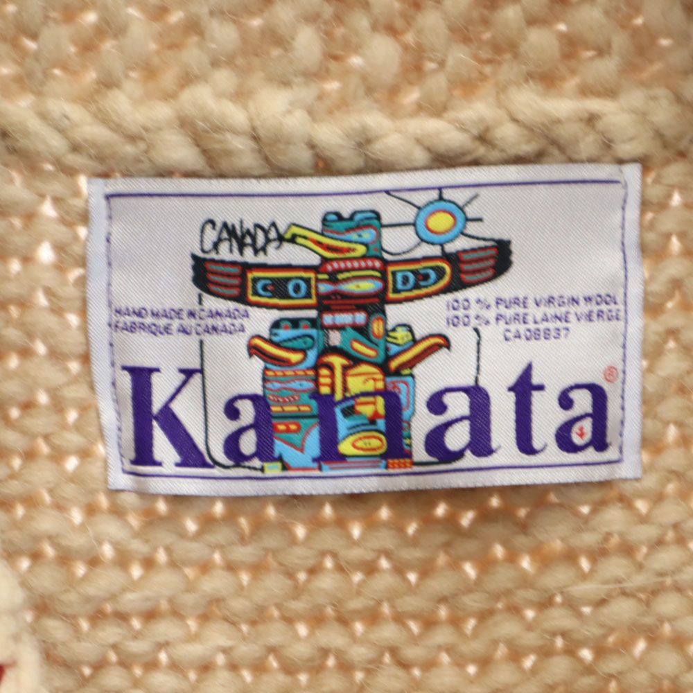 カナタ カナダ製 ノルディック柄 カウチン ニットベスト ベージュ