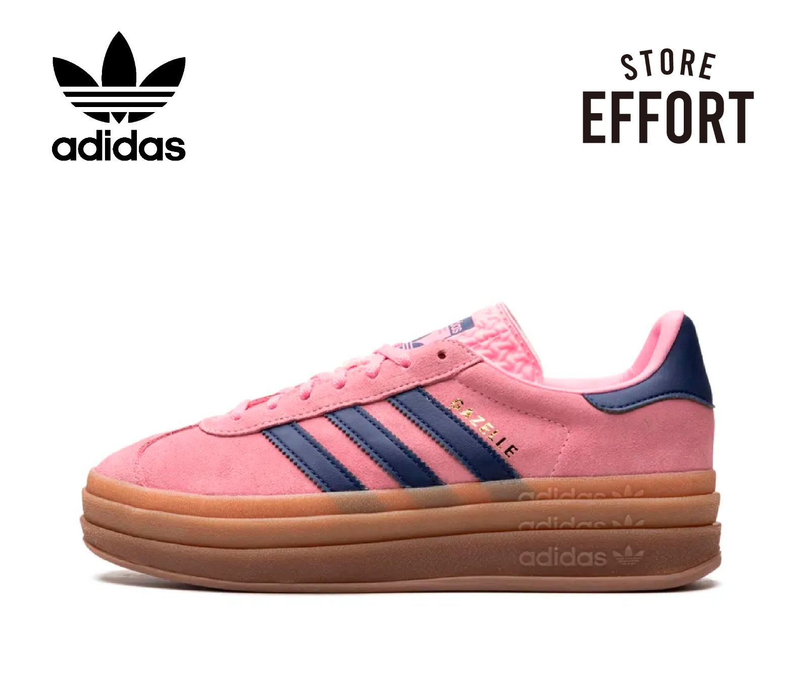 ♡　メタリックゴールド　キャンディピンク ADIDAS] W Gazelle Bold Pink Glow Victory Blue (adidas