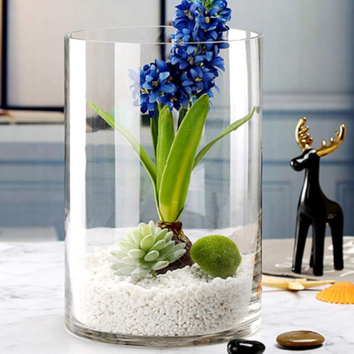 ガラスの花瓶 透明 花器 フラワーベース 30cm 20cm -ガラスベース ガラスボトルおしゃれ シンプル アレンジ インテリア 水栽培 生け
