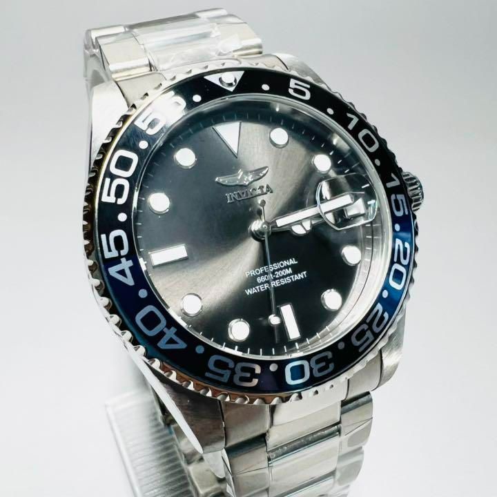 新作人気モデル INVICTA メンズ腕時計 プロダイバー ブラック×シルバー