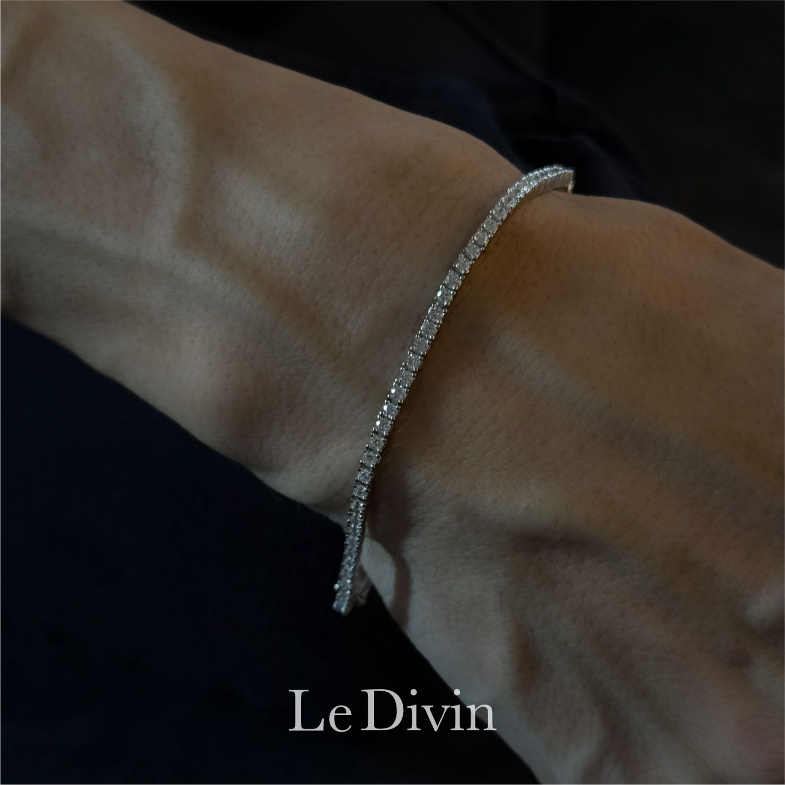 2mm/18cm モアサナイト テニスブレスレット S925プラチナ加工 2mm／18cm モアサナイト テニスブレスレット Silver925プラチナ加工