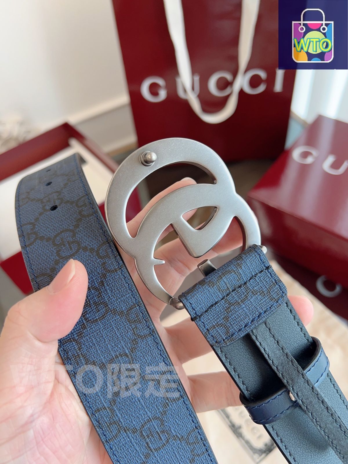 夢❗️即購入大歓迎✨【正規品】GUCCI GGベルト 紺 今日特価】GUCCI グッチ PVC ベルト - メルカリ