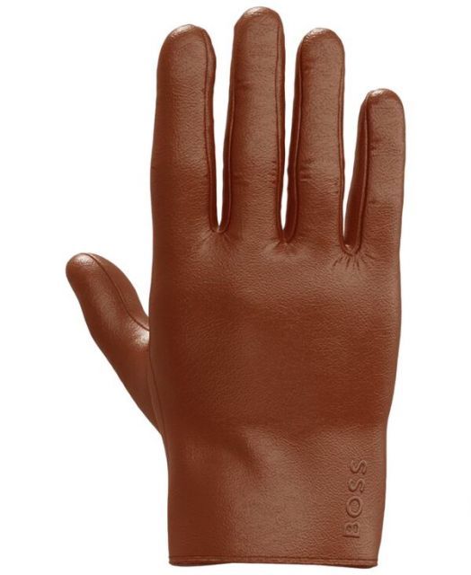 送料無料 ヒューゴボス メンズ 手袋 アクセサリー Men s Logo Detail Gloves Med Brown