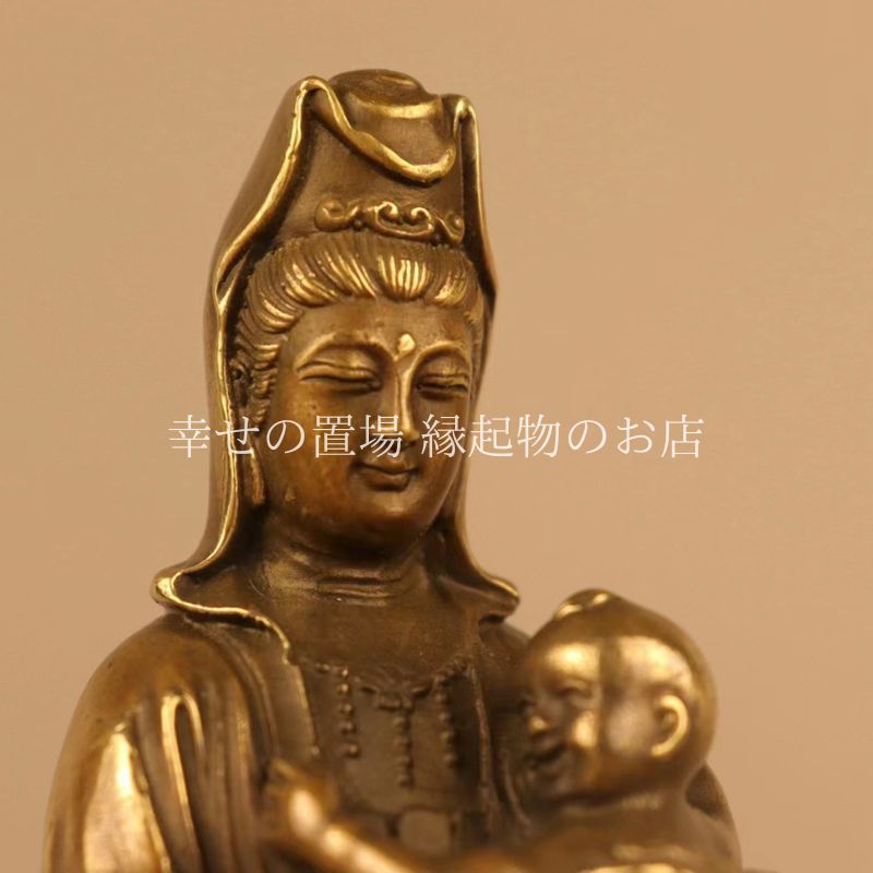 観音菩薩 仏像 銅製 工芸品 美術品 置物 送子観音菩薩 菩薩像 観音像 風水 置物 オブジェ 銅製 仏像 子宝