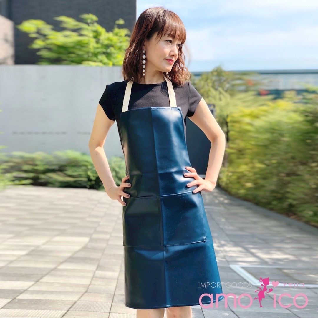 amorico】PVC ネイビー無地 エプロン（ユニセックス） - メルカリ