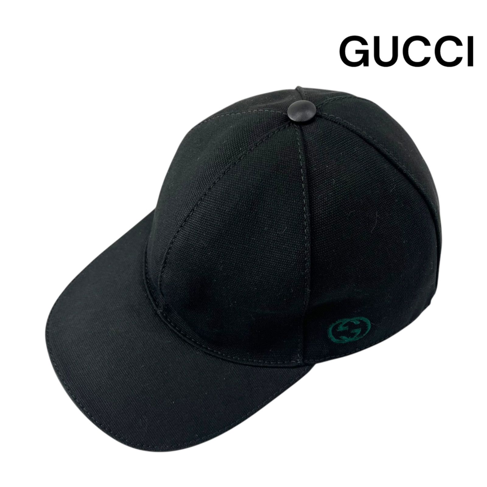 ● グッチ GUCCI インターロッキングG刺繍 ベースボール キャップ ブラック ユニセックス 5D553