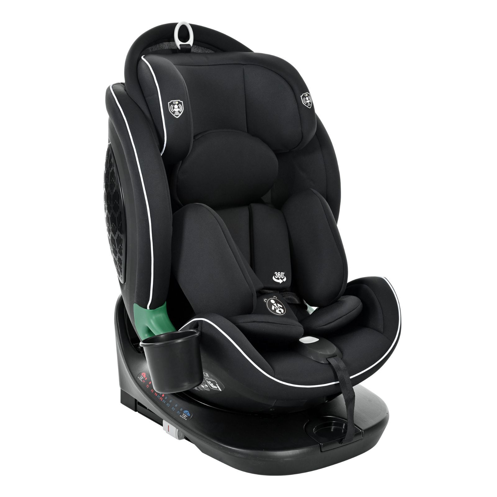 トップテザータイプ】チャイルドシート 新生児 ISOFIX 0歳～12歳 360度回転式 40～150cm ジュニアシート 調節可能 洗える  キャノピー付き ベビーシート ドリンクホルダー付き 出産祝い 車【ブラック】 トップテザー】チャイルドシート 新生児 ISOFIX 0歳～12歳  360度回転 ...