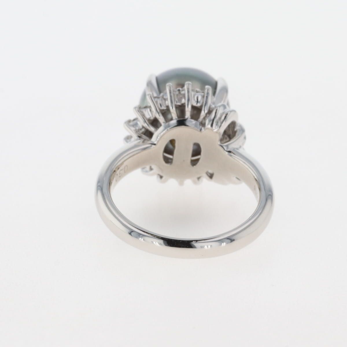 パール デザインリング プラチナ 指輪 真珠 メレダイヤ リング 11号 Pt900 パール ダイヤモンド レディース 【中古】