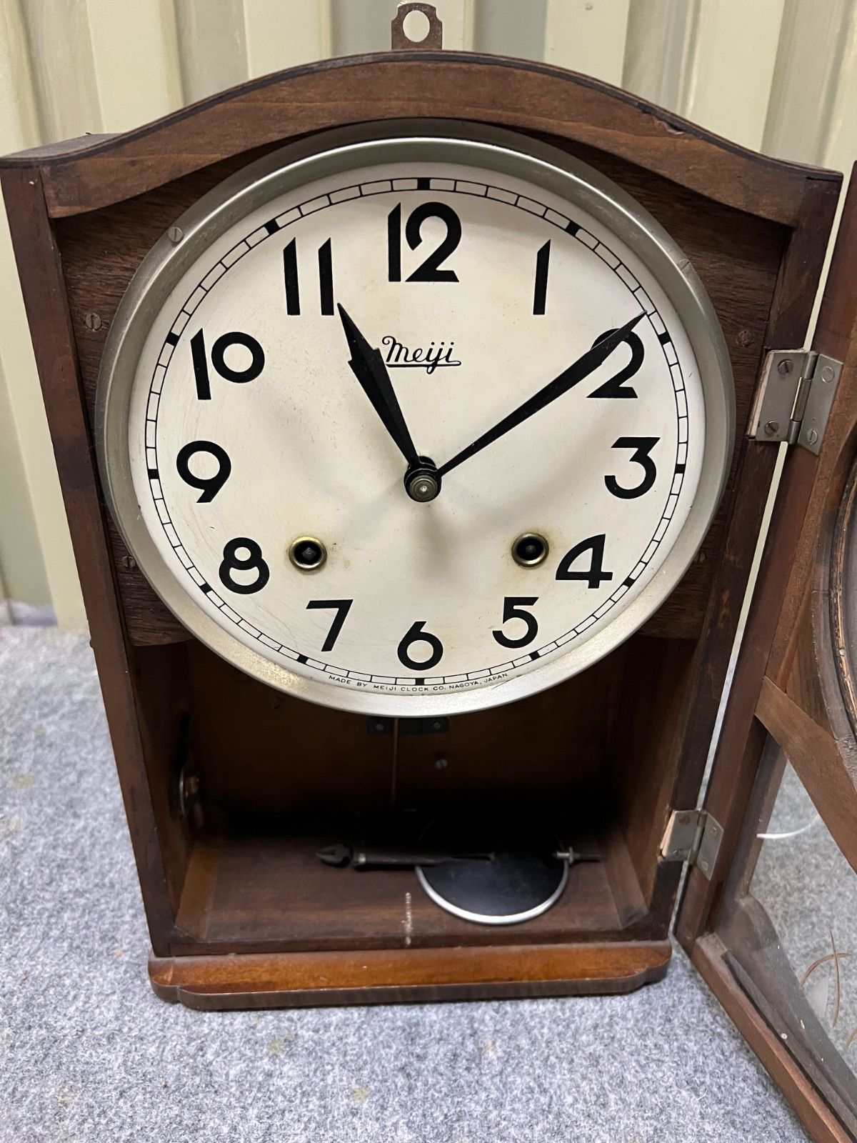 【美品 昭和レトロ 完動品】MEIJI ゼンマイ式 振り子時計 特大サイズ ⭐︎ 明治 meiji ゼンマイ 振り子時計 昭和 レトロ アンティーク