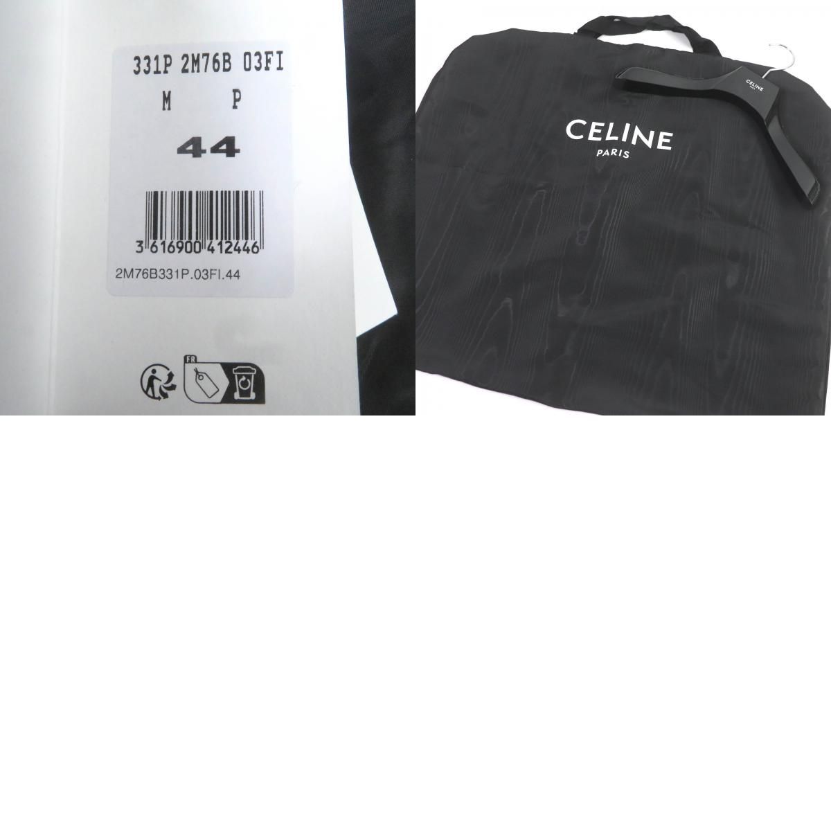 未使用品□CELINE セリーヌ 2V74G650D ウールギャバジン シングル ボクシージャケット テーラードジャケット ブラック 50 ハンガー・ガーメント付き イタリア製 正規品 メンズ 定価357,500円