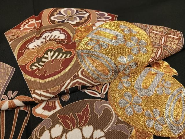 格安通販サイト。 平和屋着物●豪華黒留袖 作家物 駒刺繍 打ち出の小槌 扇面吉祥花宝尽くし 金彩 正絹 AABC3347ph 品質保証 ！
