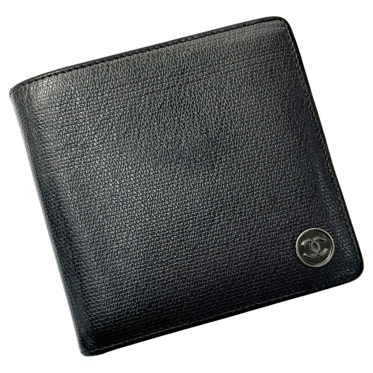 CHANEL シャネル ココボタン 二つ折り財布 ブラック キャビアスキン