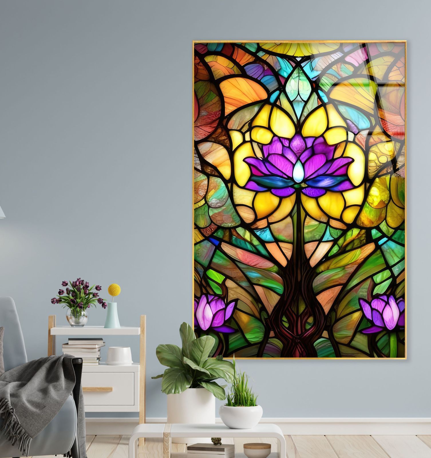 ガラスウォールアート ガラスアート素材：4mmの強化ガラス、ガラスの壁