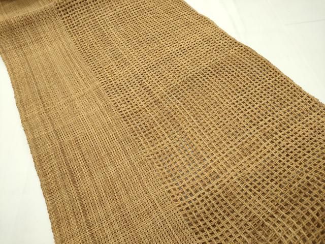 平和屋本店□希少 夏物 八寸名古屋帯 しな織帯 古代織 越後古代布 証紙